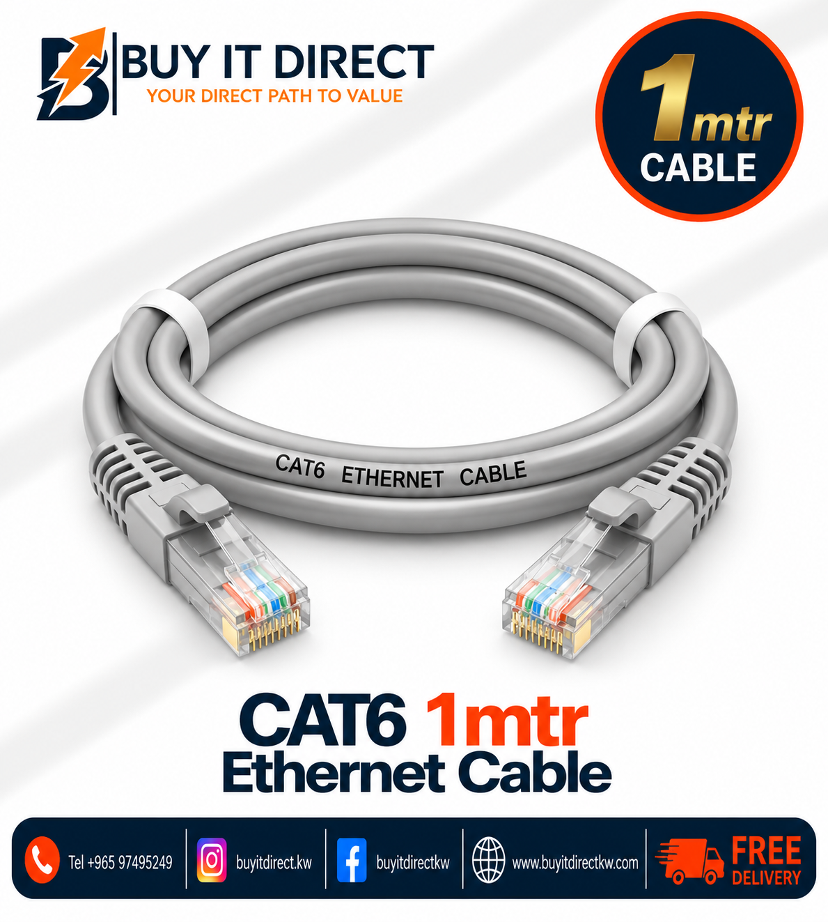 CAT6 1mtr Ethernet Cable