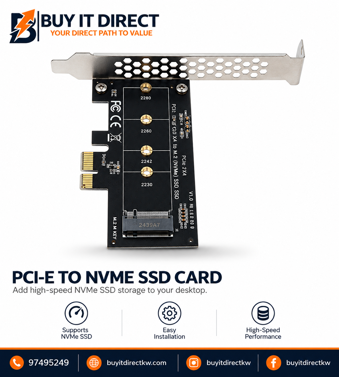بطاقة PCI E إلى NVMe SSD
