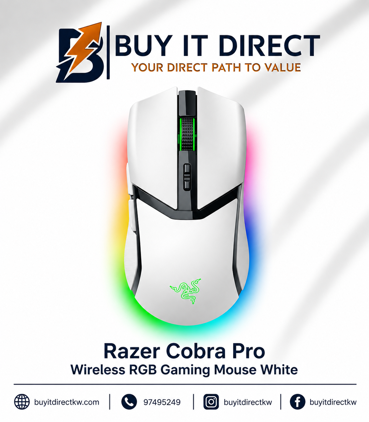 Razer Cobra Pro Wireless RGB Gaming Mouse White