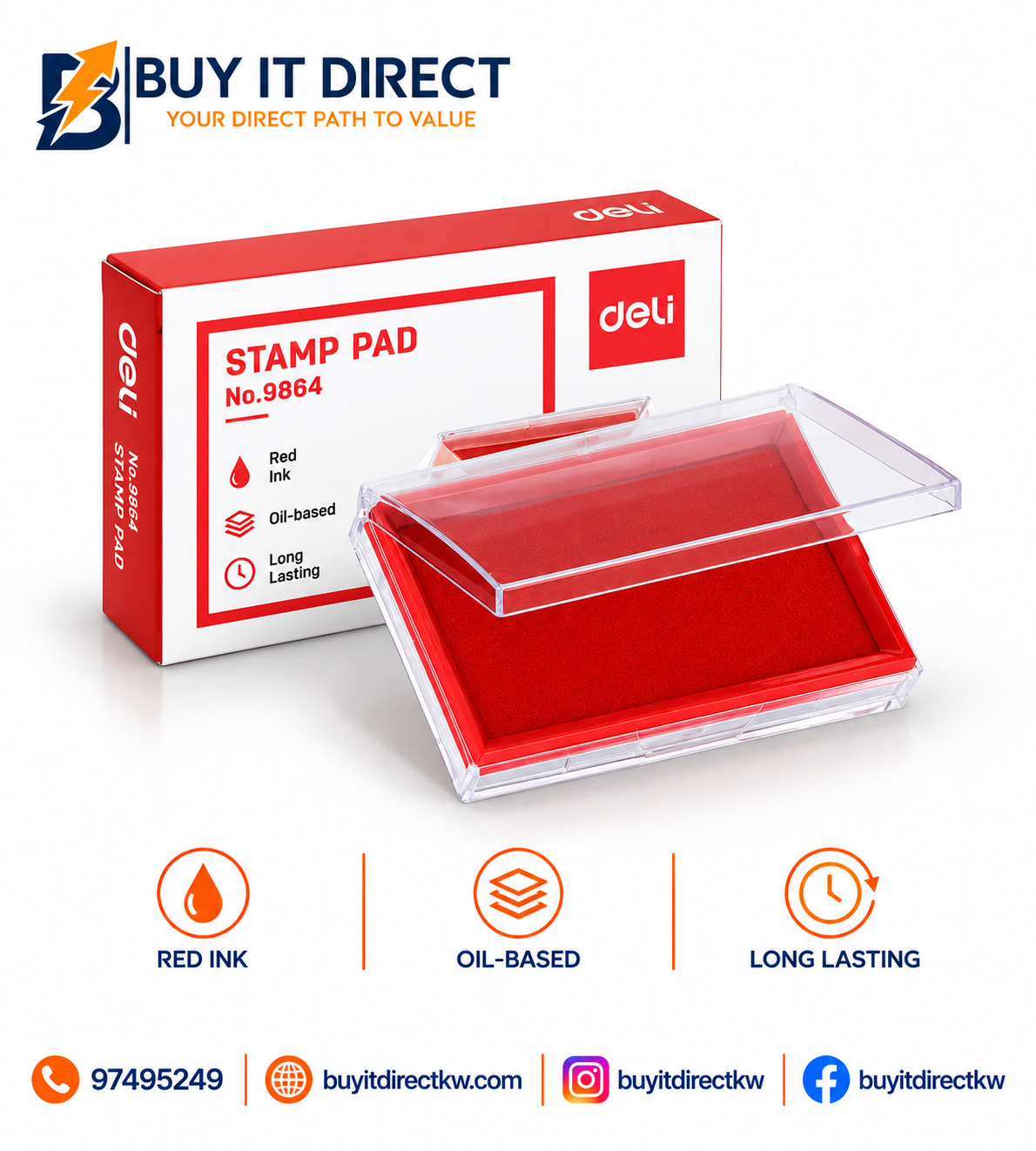 Deli Drip Dry Inkpad No 9864 Red