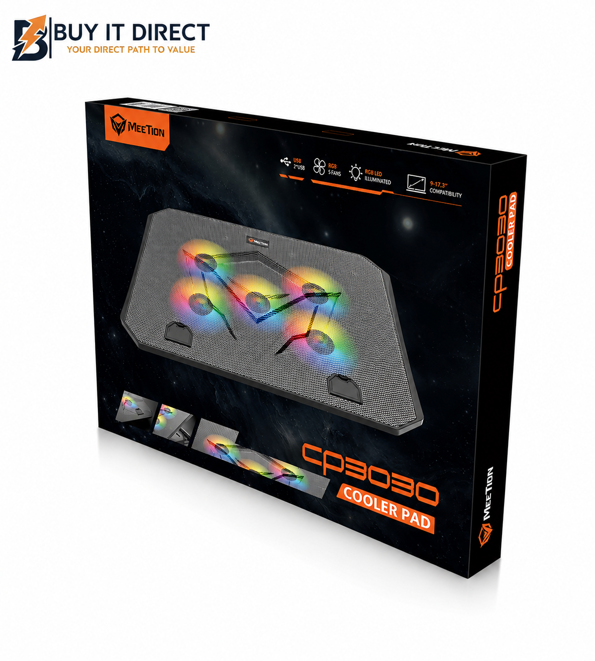 Meetion CP3030 RGB Gaming Cooling Pad 15.6″