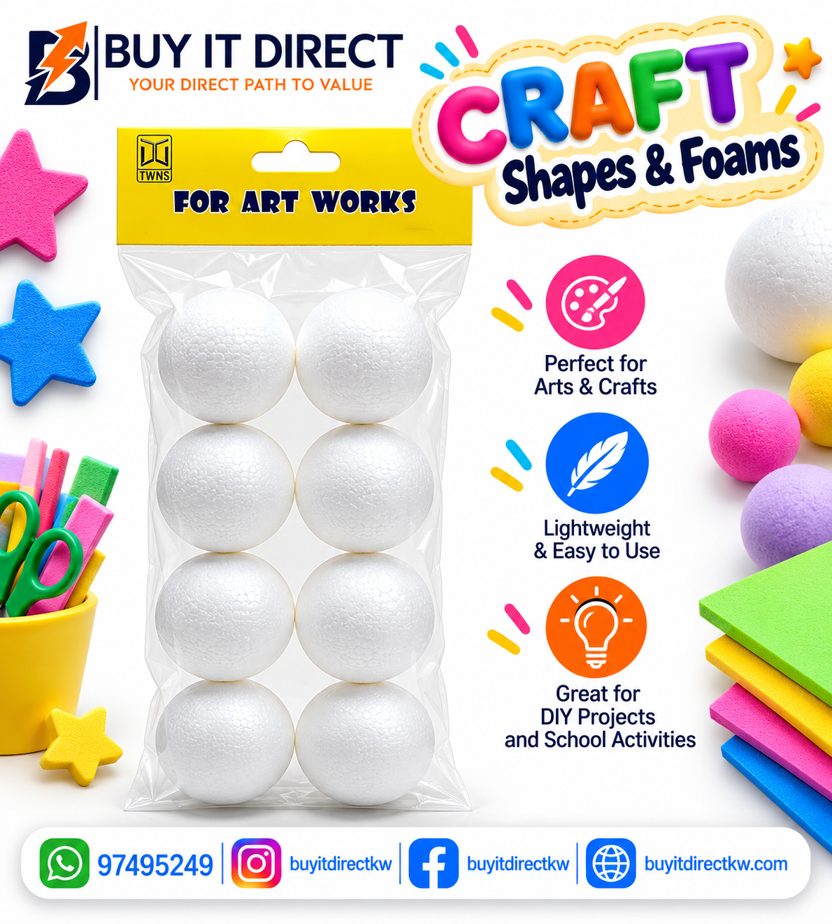 Polystyrene Foam Ball 8 Pcs