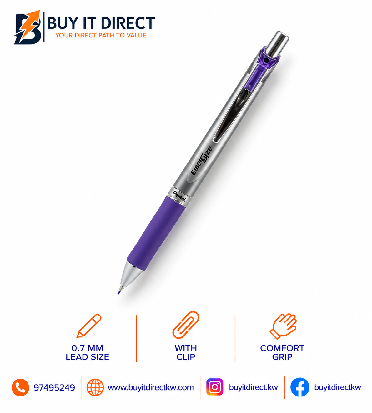 Pentel EnerGize Mechanical Pencil 0.7mm – Purple
