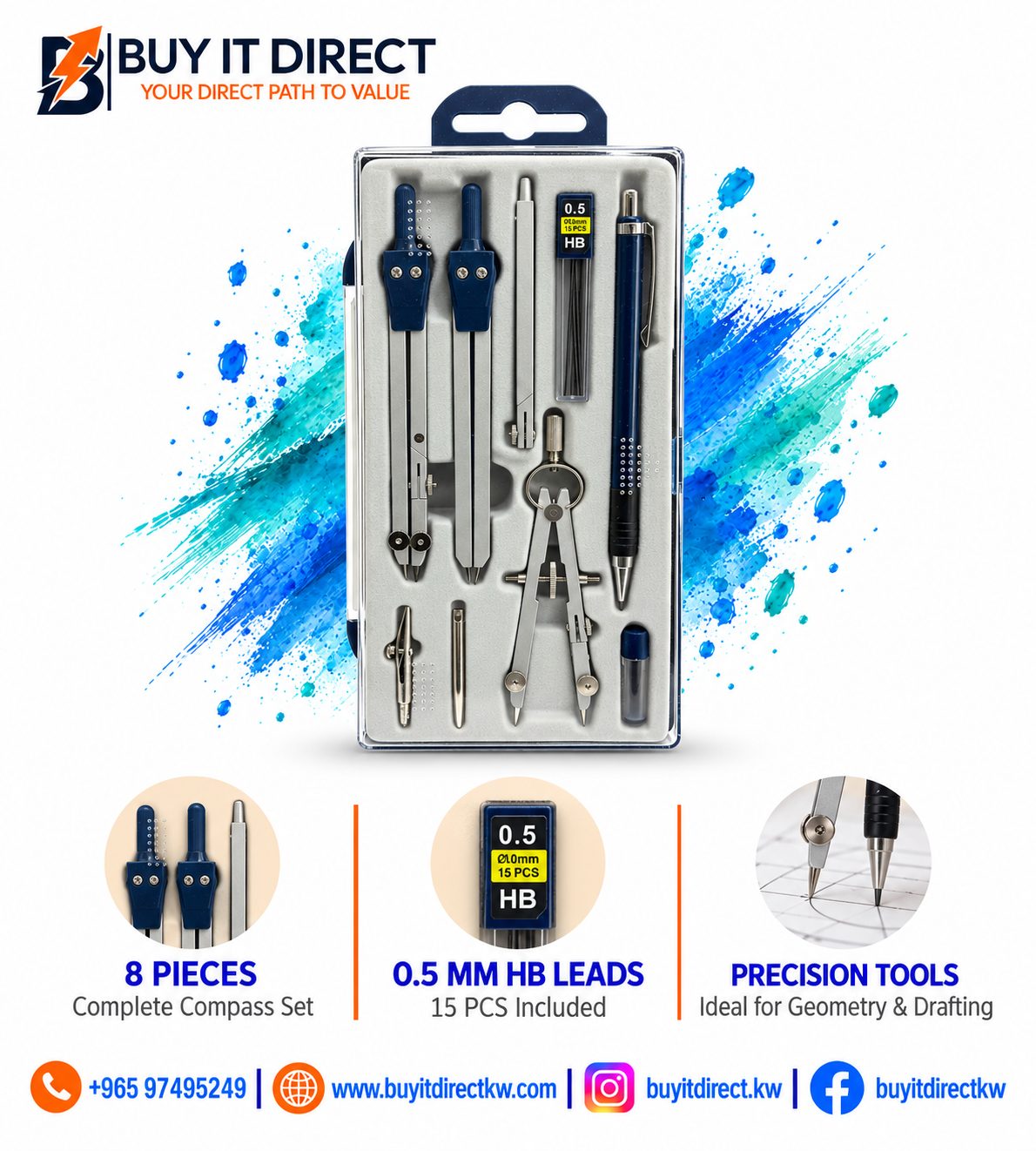 Compass Set 8 Pieces Navy