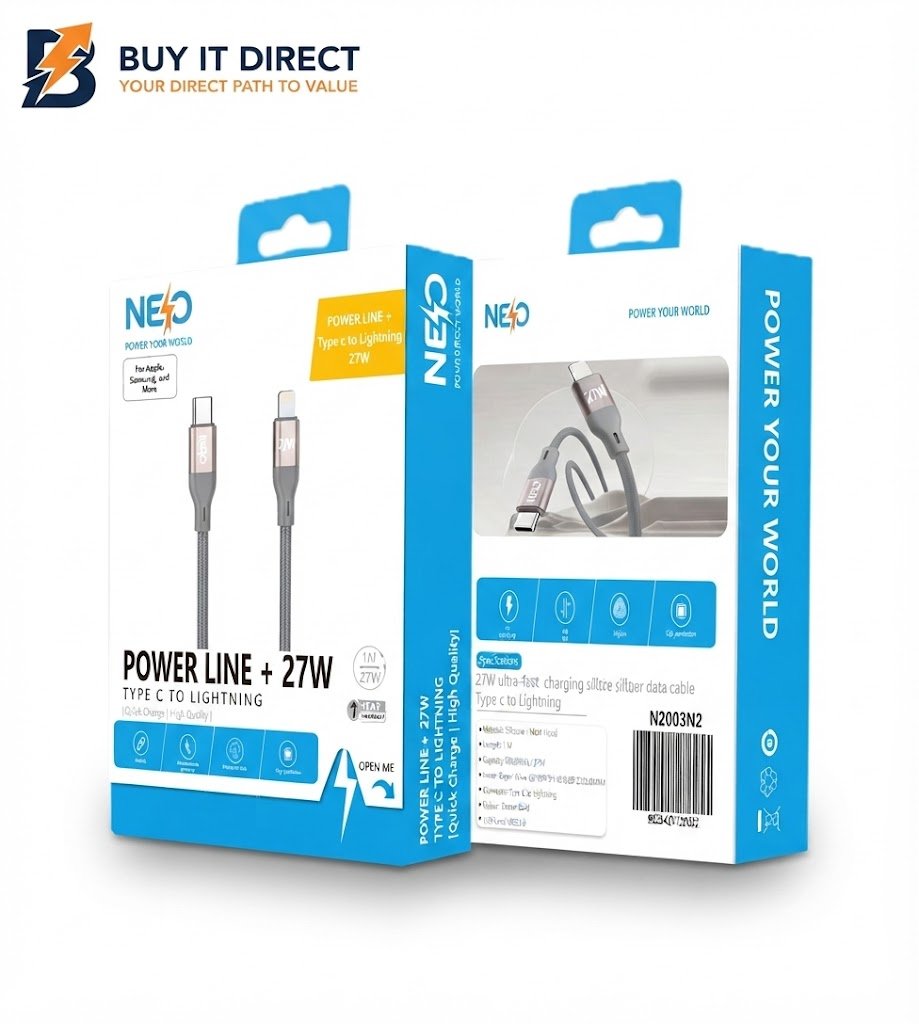 Neo USB C to Lightning 27W Silicone Fast Charging Cable N2003N2