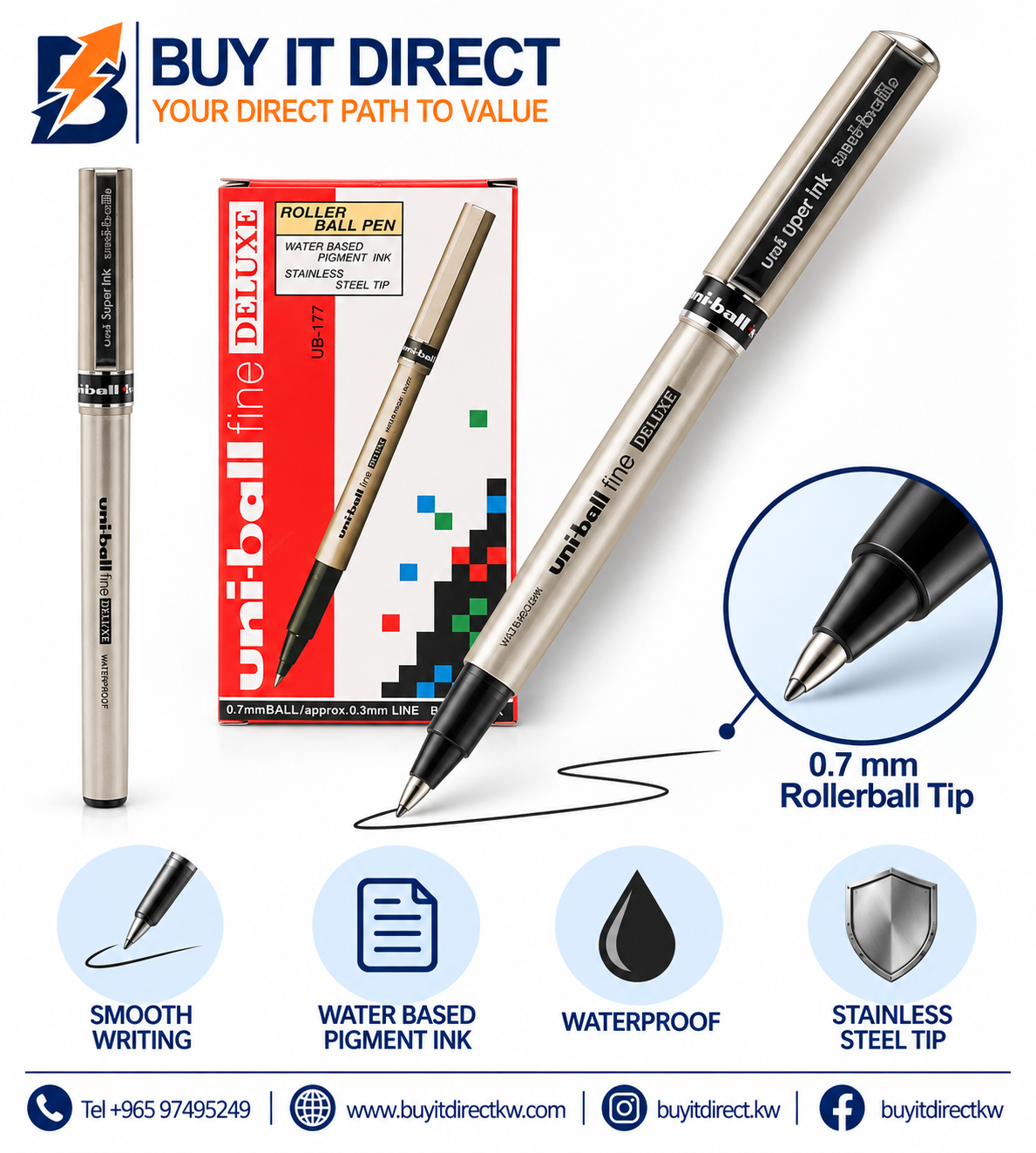 قلم uni-ball Eye Fine Deluxe UB-177 أسود 0.7 مم