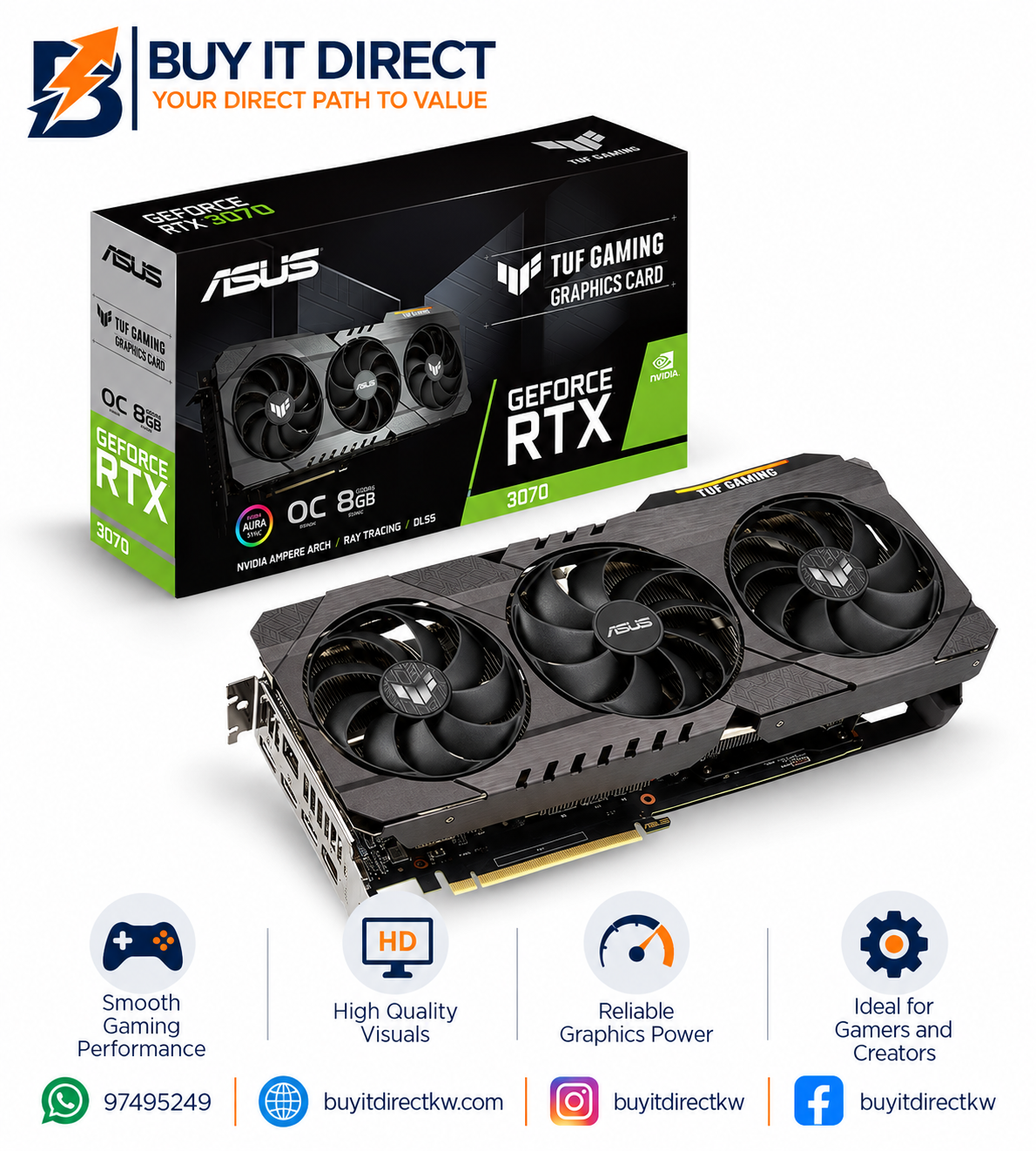 ASUS 8GB TUF Gaming GeForce RTX 3070 OC Edition VGA Graphic Card LHR