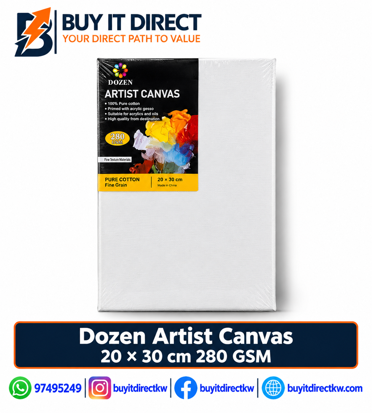DOZEN ARTIST CANVAS – 20 × 30 CM, 280 GSM
