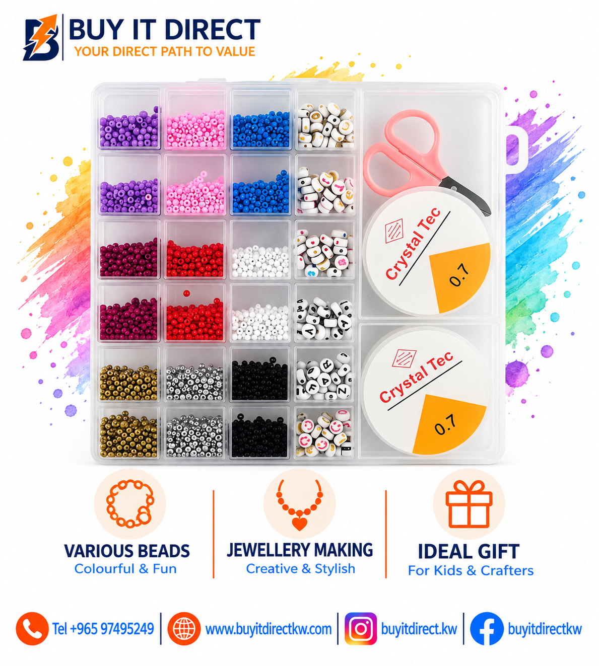 Beads Jewellery Making Set Medium with Colourful Beads and Letter Beads