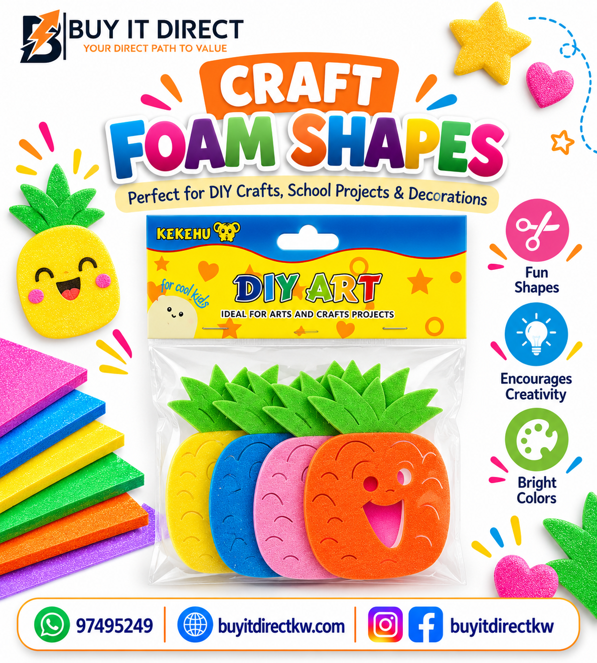 Small Foam Shapes - Pineapples