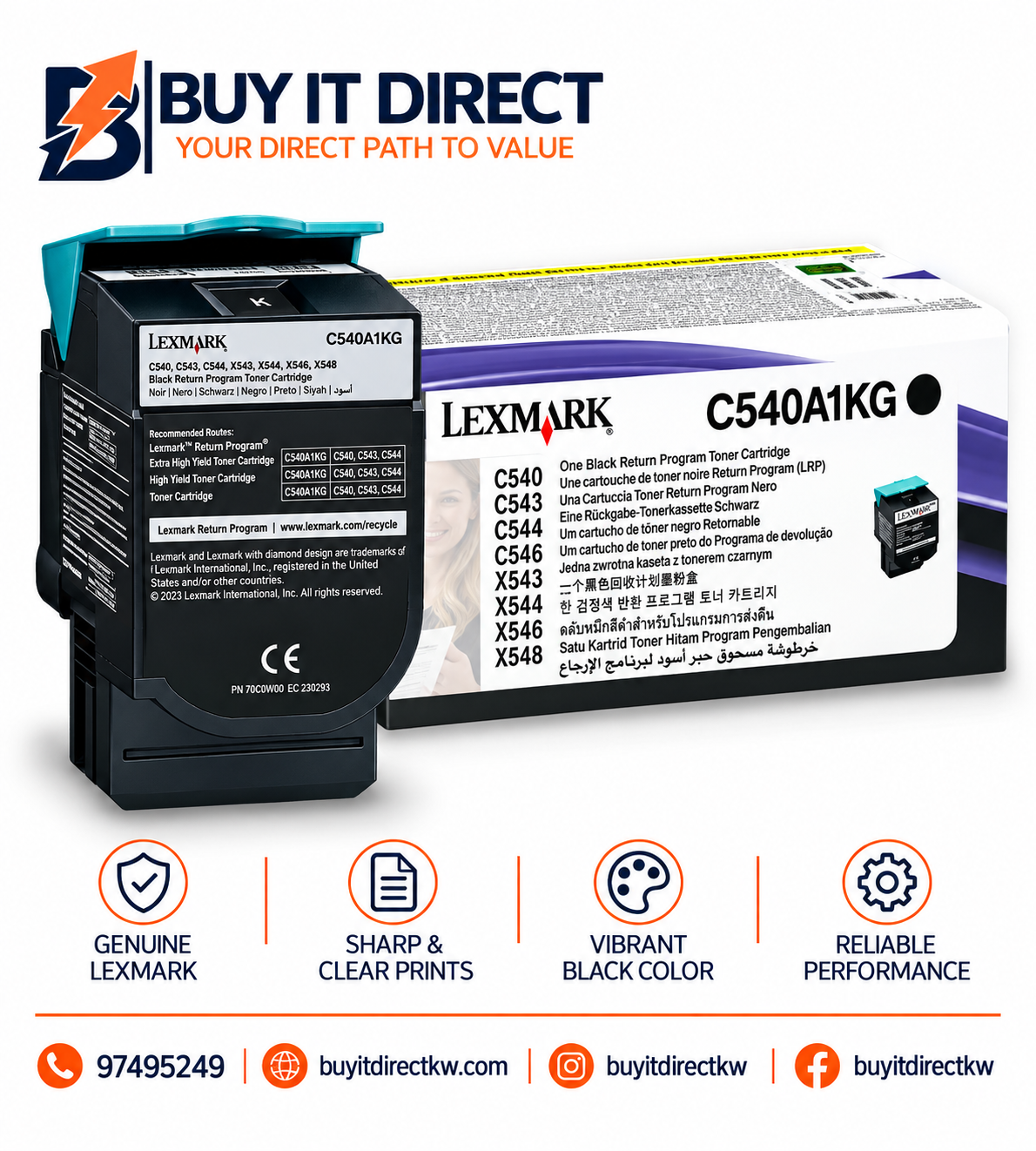 Lexmark C540 Black Return Program Toner Cartridge C540A1KG