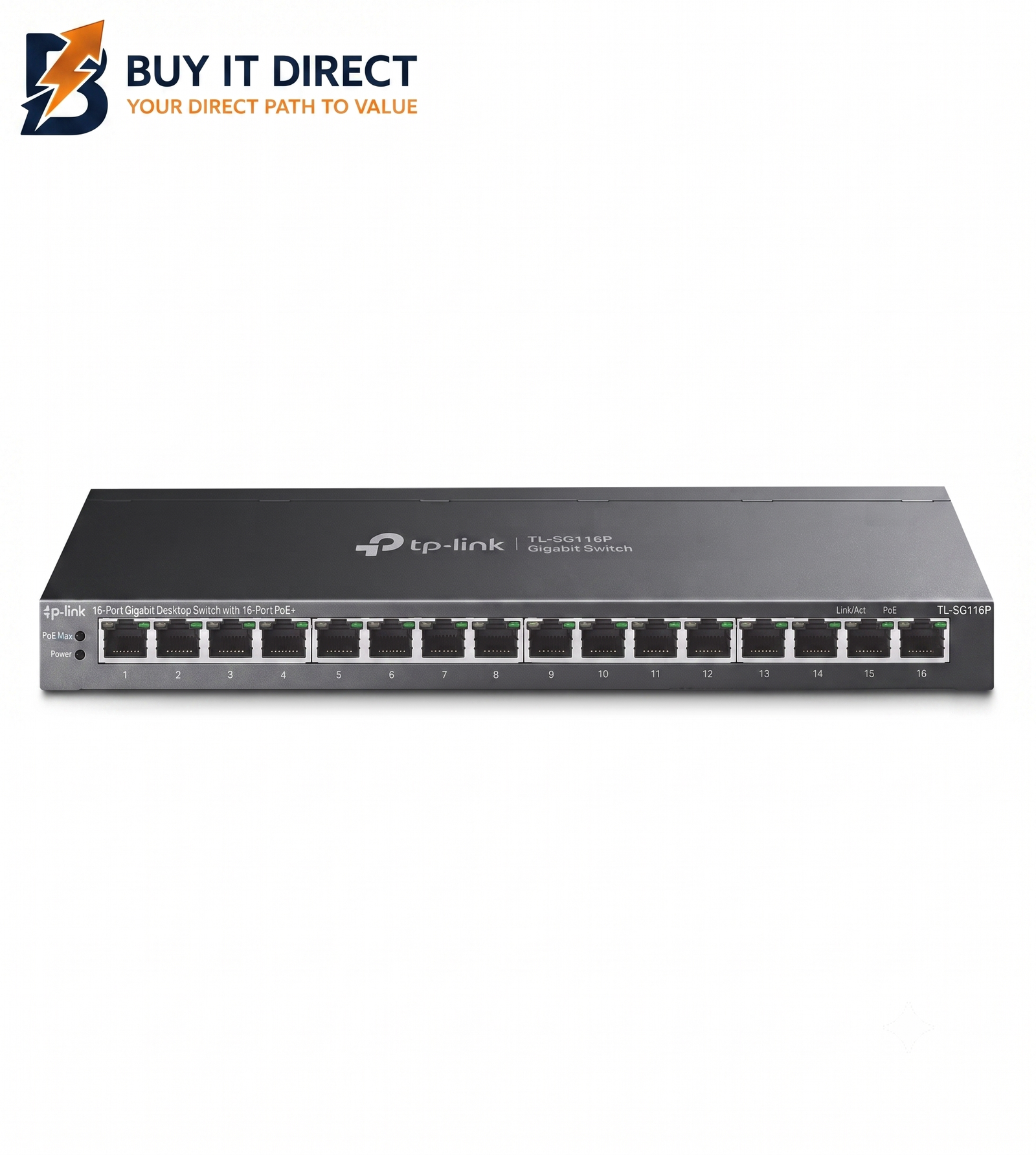 TP-Link SG116P 16-Port Gigabit Desktop Switch With 16-Port PoE+
