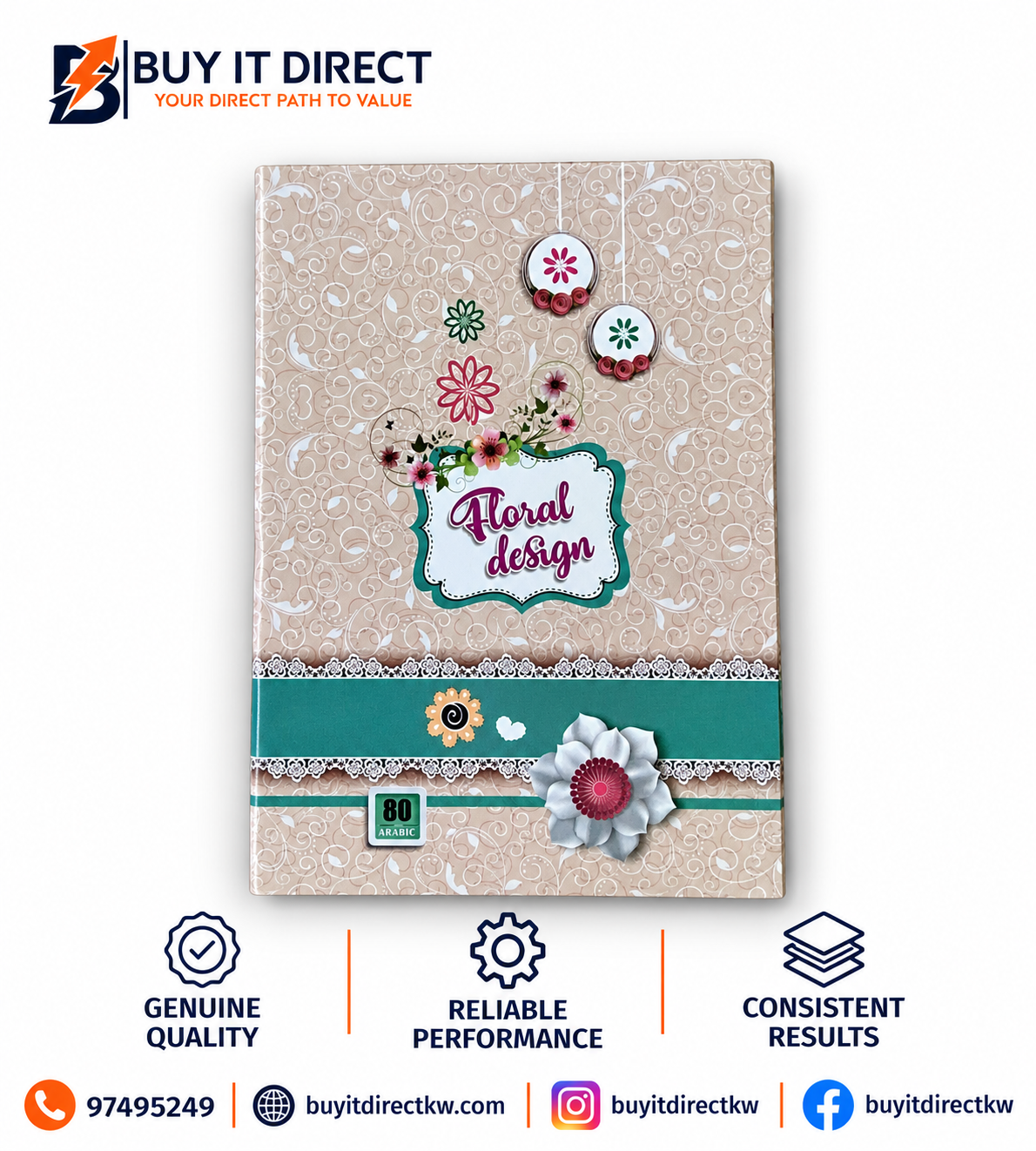 Floral Design 80 Arabic Notebook