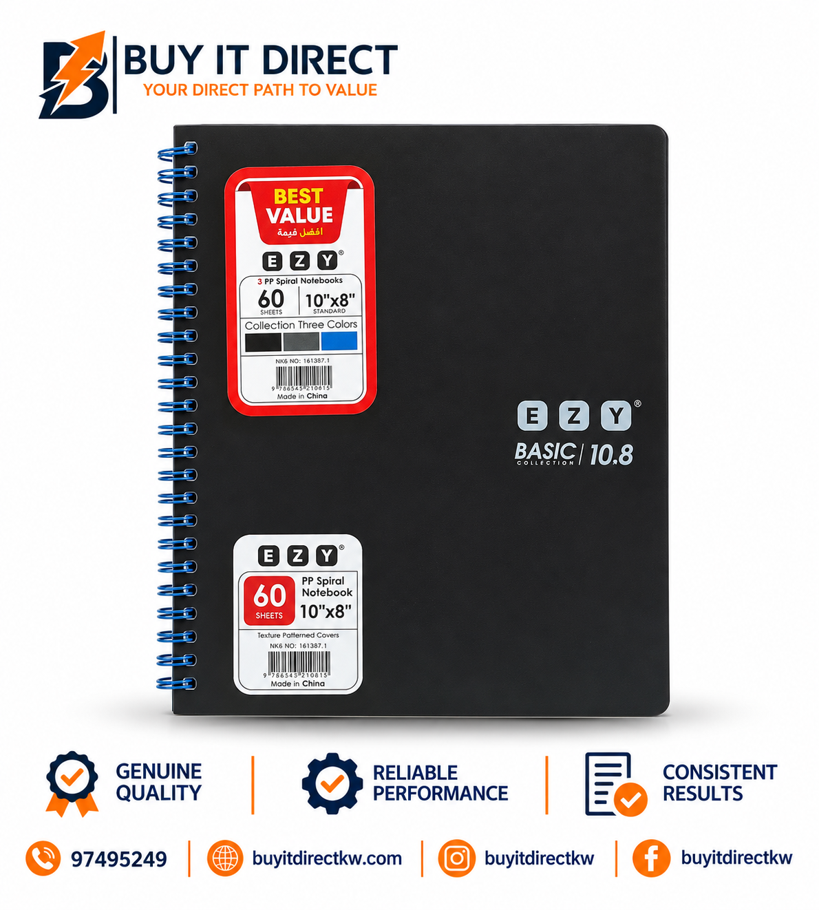 60 Sheets 10x8 3 Notebooks
