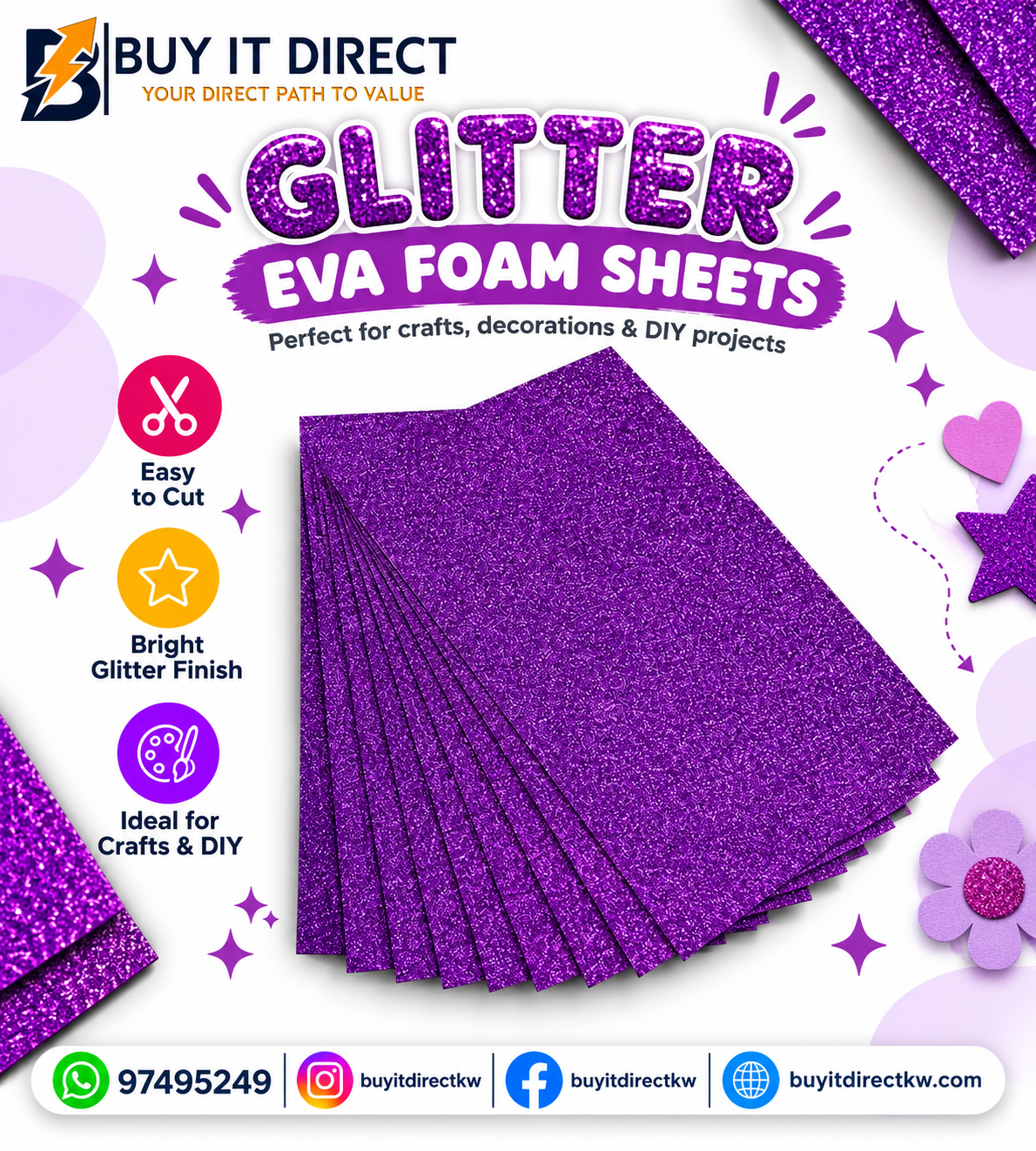 Glitter Foam Sheet Purple