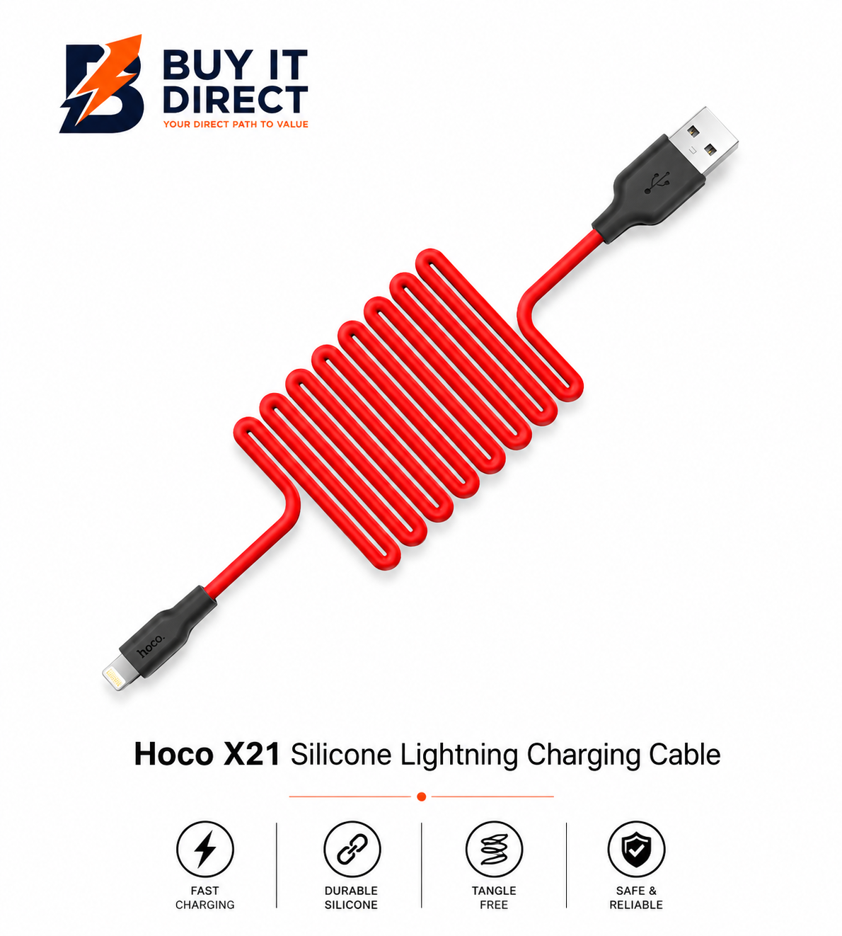 Hoco X21 Silicone Lightning Charging Cable