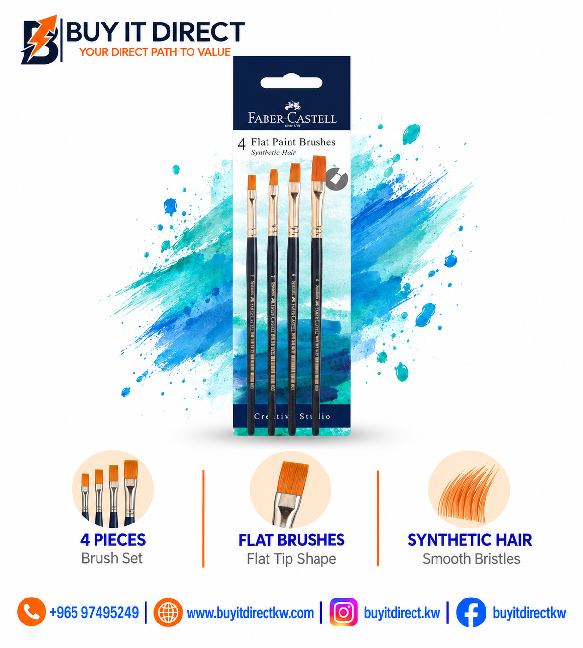 فرش رسم مسطحة Faber-Castell - 4 قطع