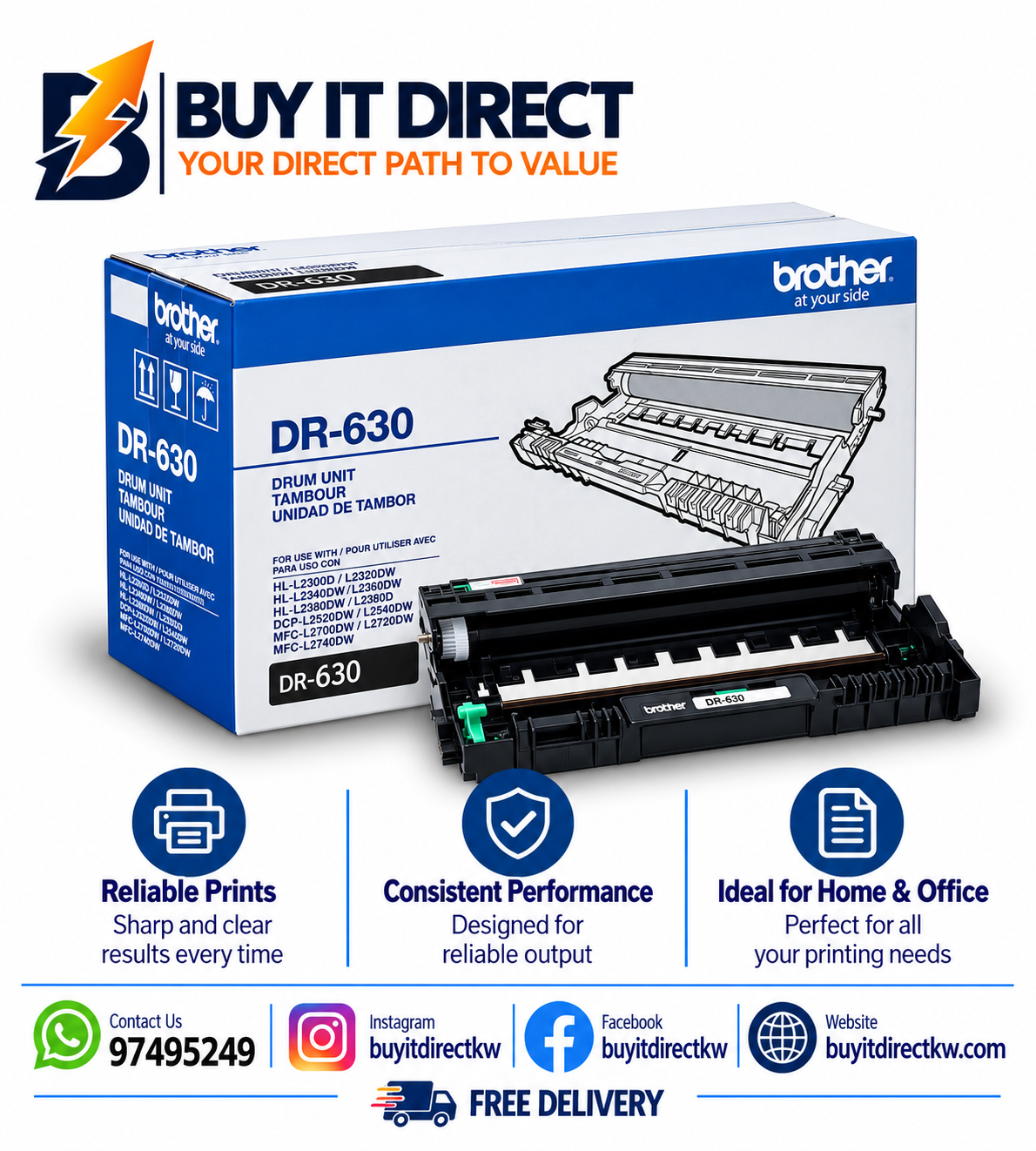 Brother DR630 Black Drum Unit 12000 Pages