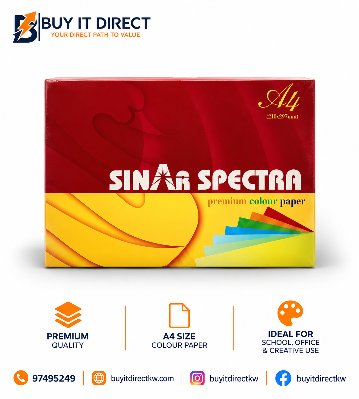 SINAR SPECTRA A4 Premium Gold Colour Paper 80 GSM
