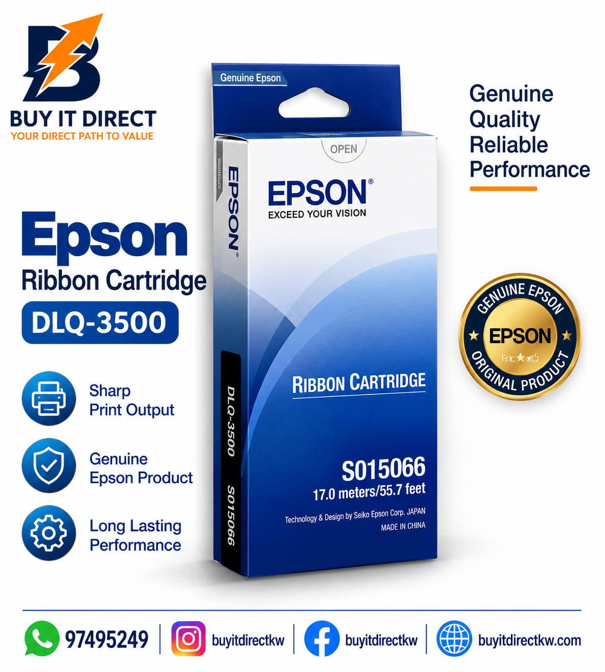 Epson DLQ-3500 Original Black Ribbon Cartridge – C13S015571