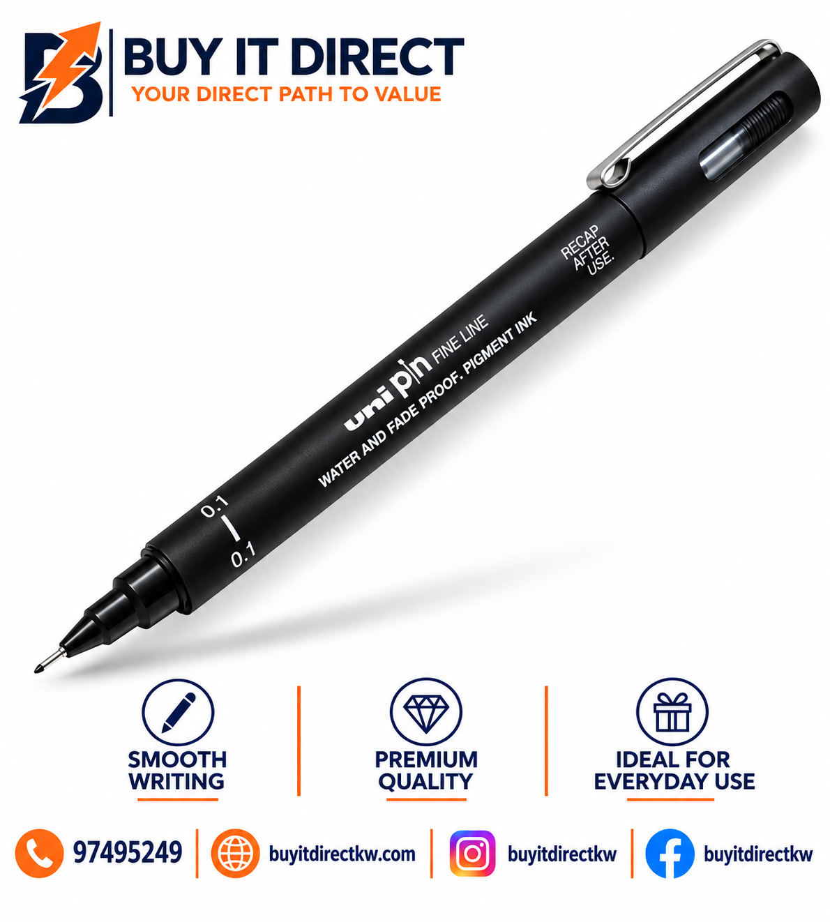 UNI PIN Fine Line 0.7 mm Black Drawing Pen