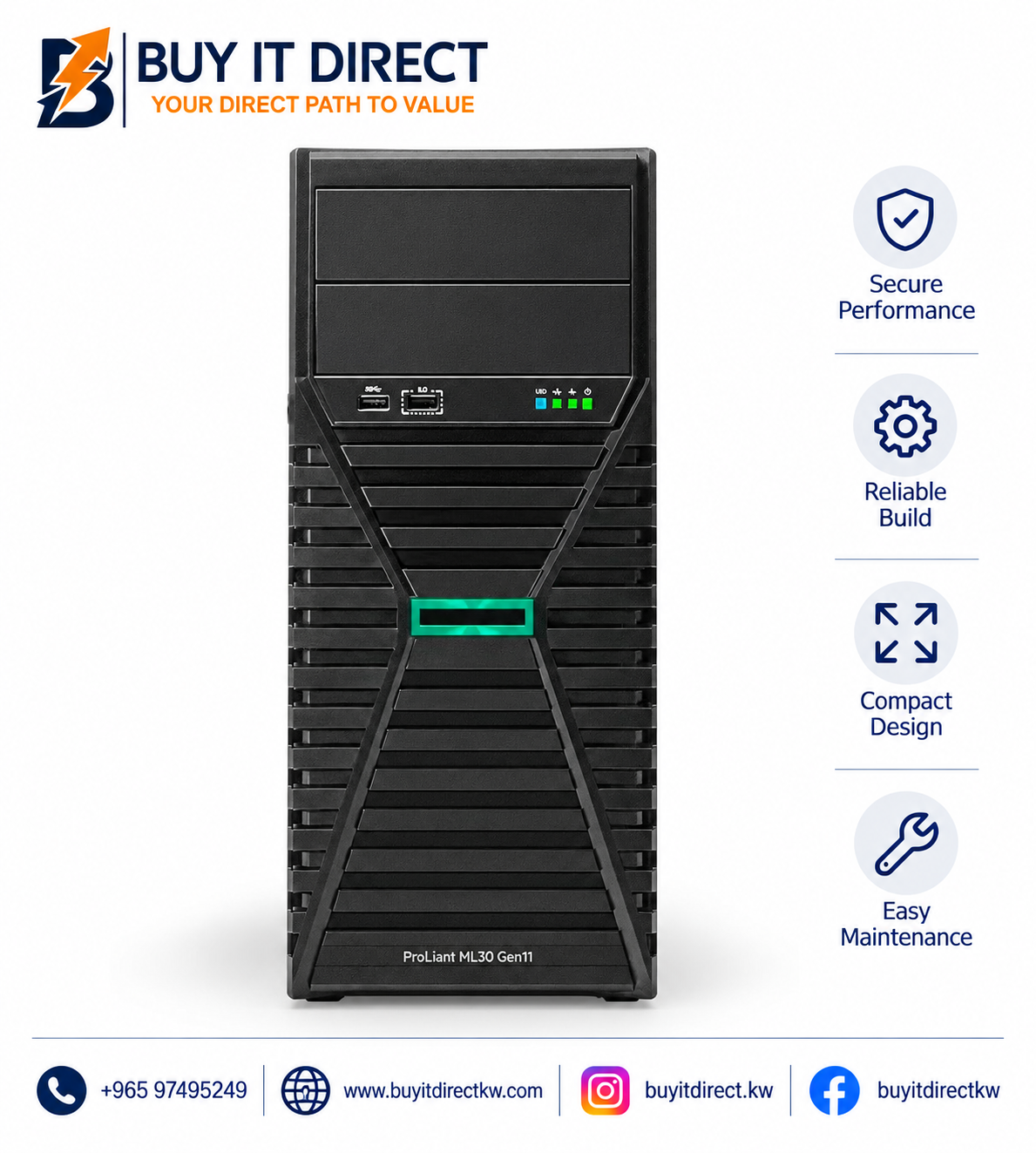 HPE ProLiant ML30 Gen11 Xeon E-2414 16GB 2x960GB SSD Server