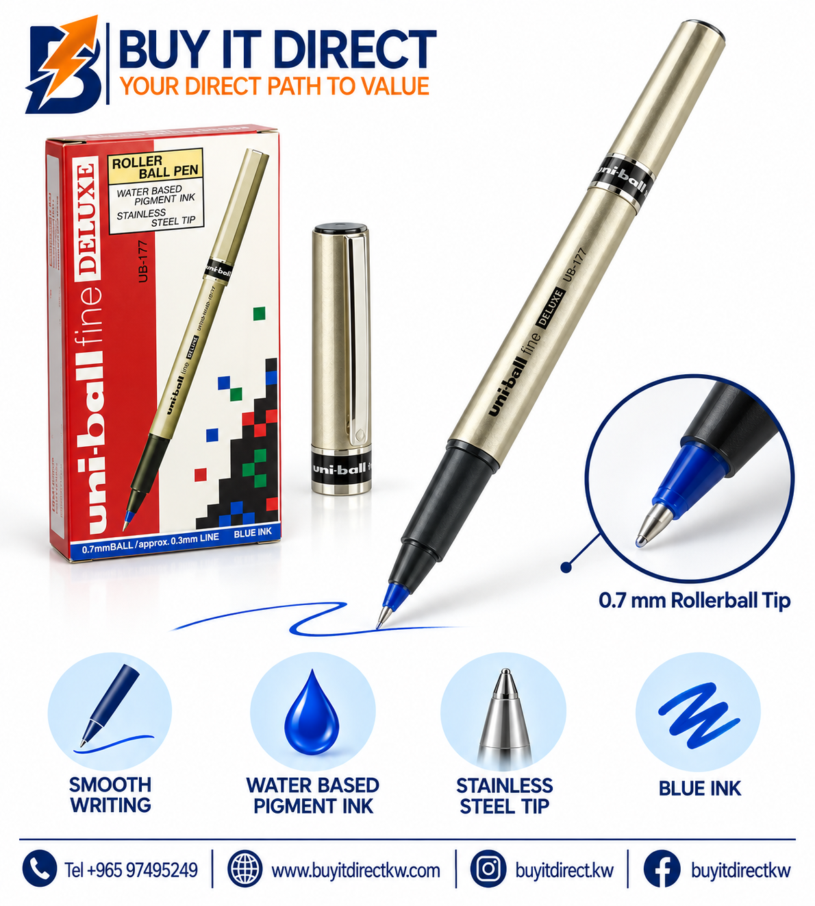 قلم uni-ball Eye Fine Deluxe UB-177 أزرق 0.7 مم