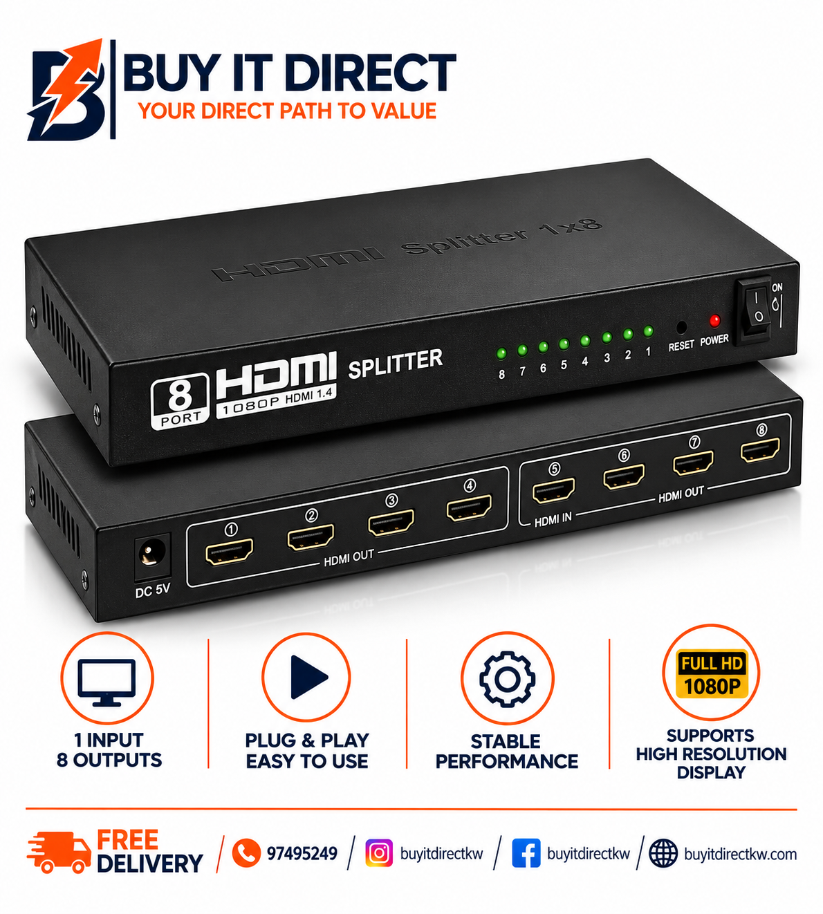 HDMI Splitter 8 Port 4K