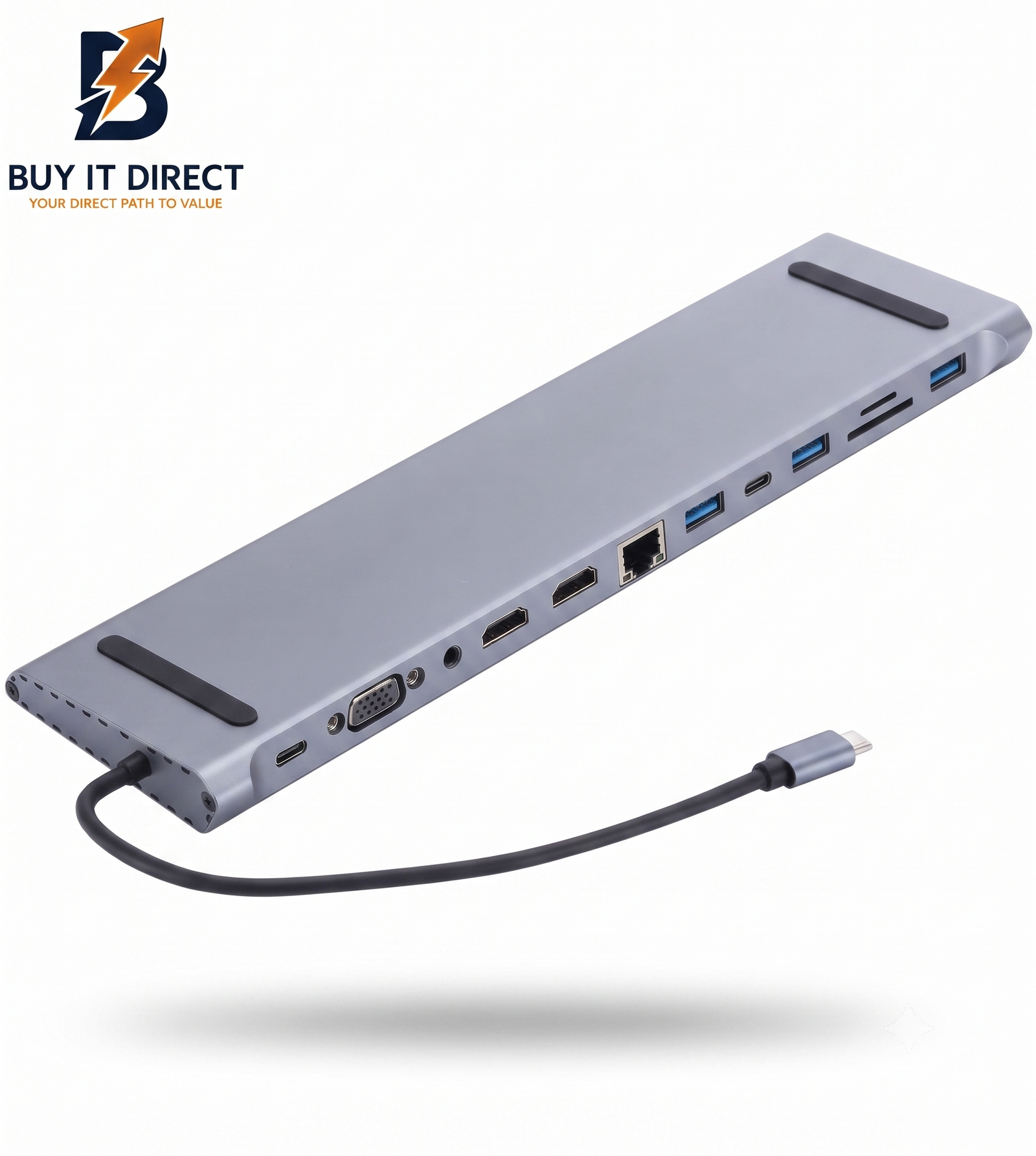 USB C 12 in 1 Hub Docking Station Dual HDMI VGA LAN Card Reader 3.5mm Multiport Adapter