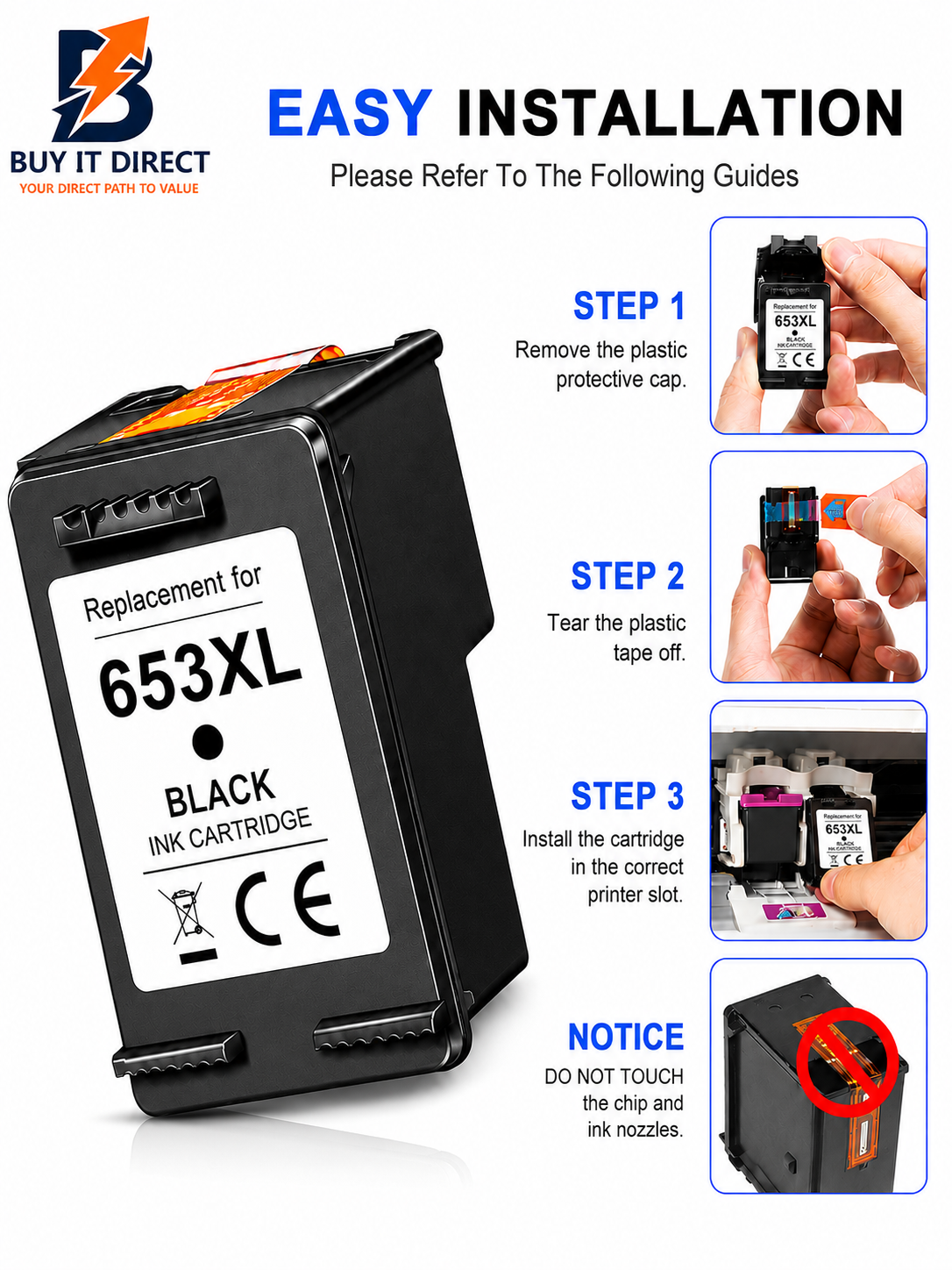 Premium Ink for HP 653xL Black