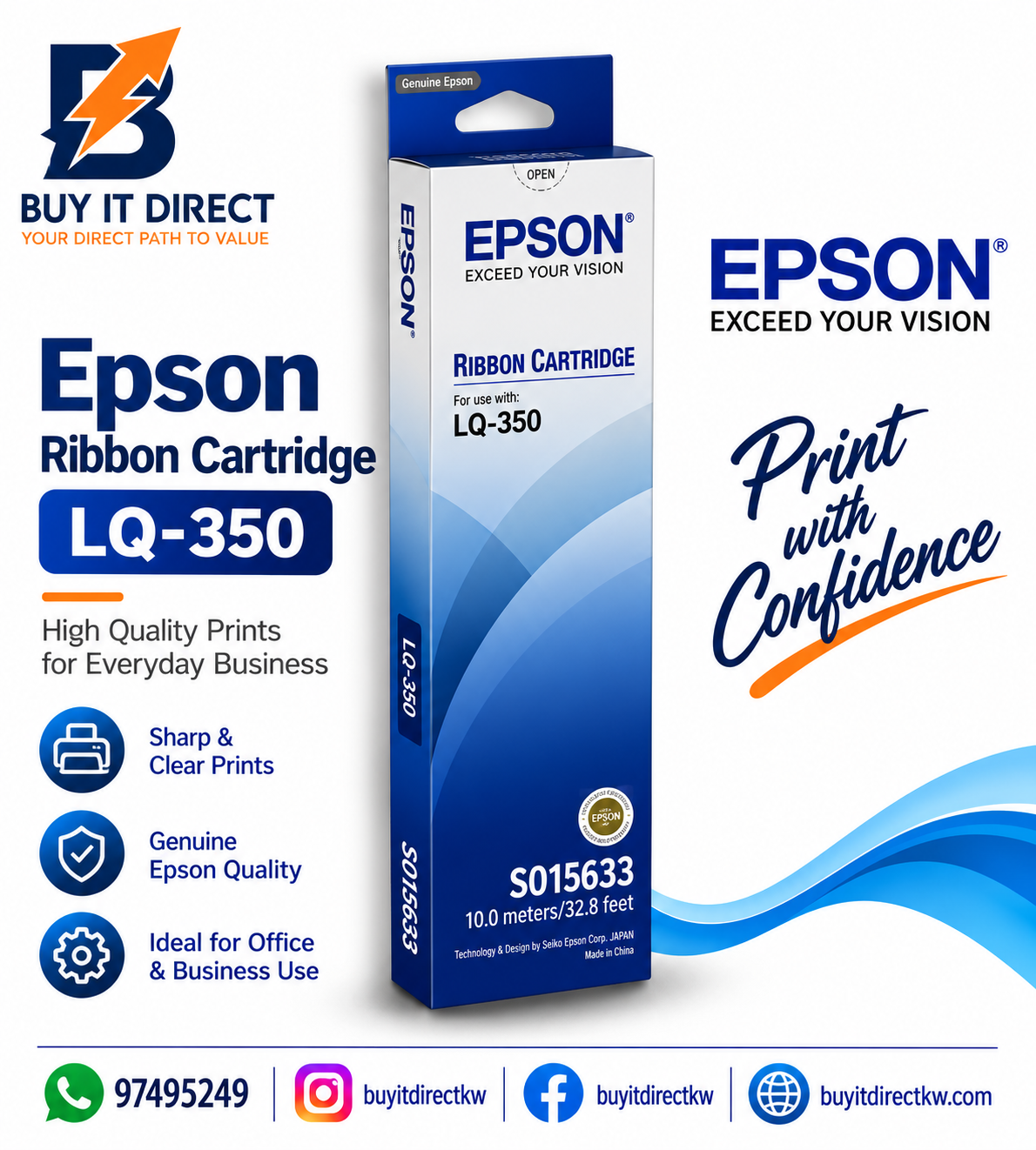 Epson LQ-350 Original Black Ribbon Cartridge – C13S015633