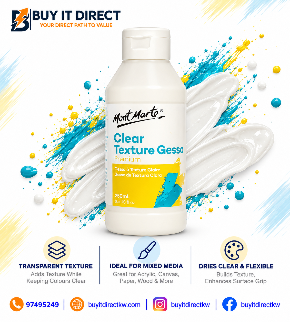 Mont Marte Clear Texture Gesso - 250 ml