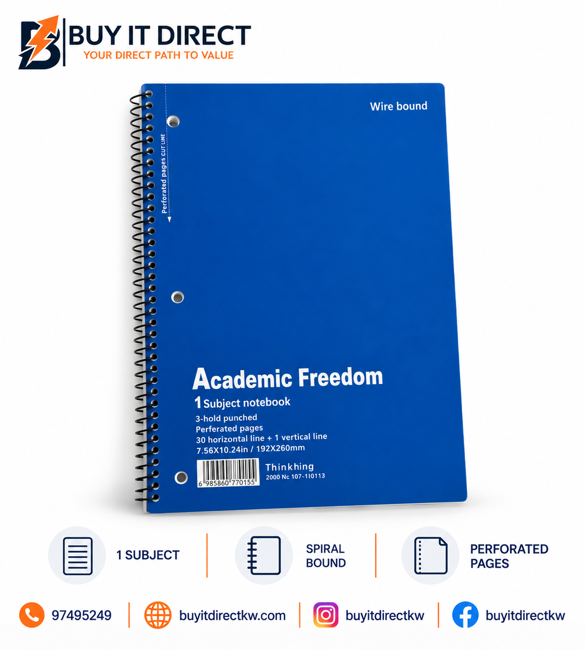 Academic Freedom 1 Subject Notebook