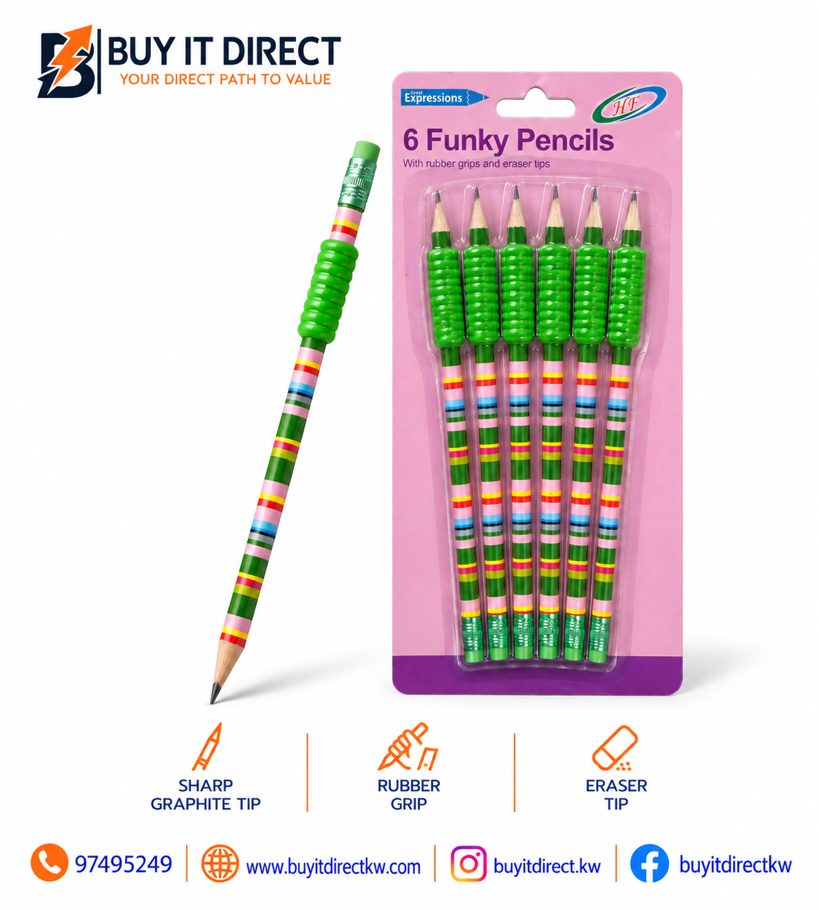 HF Funky Pencils - 6 Pieces