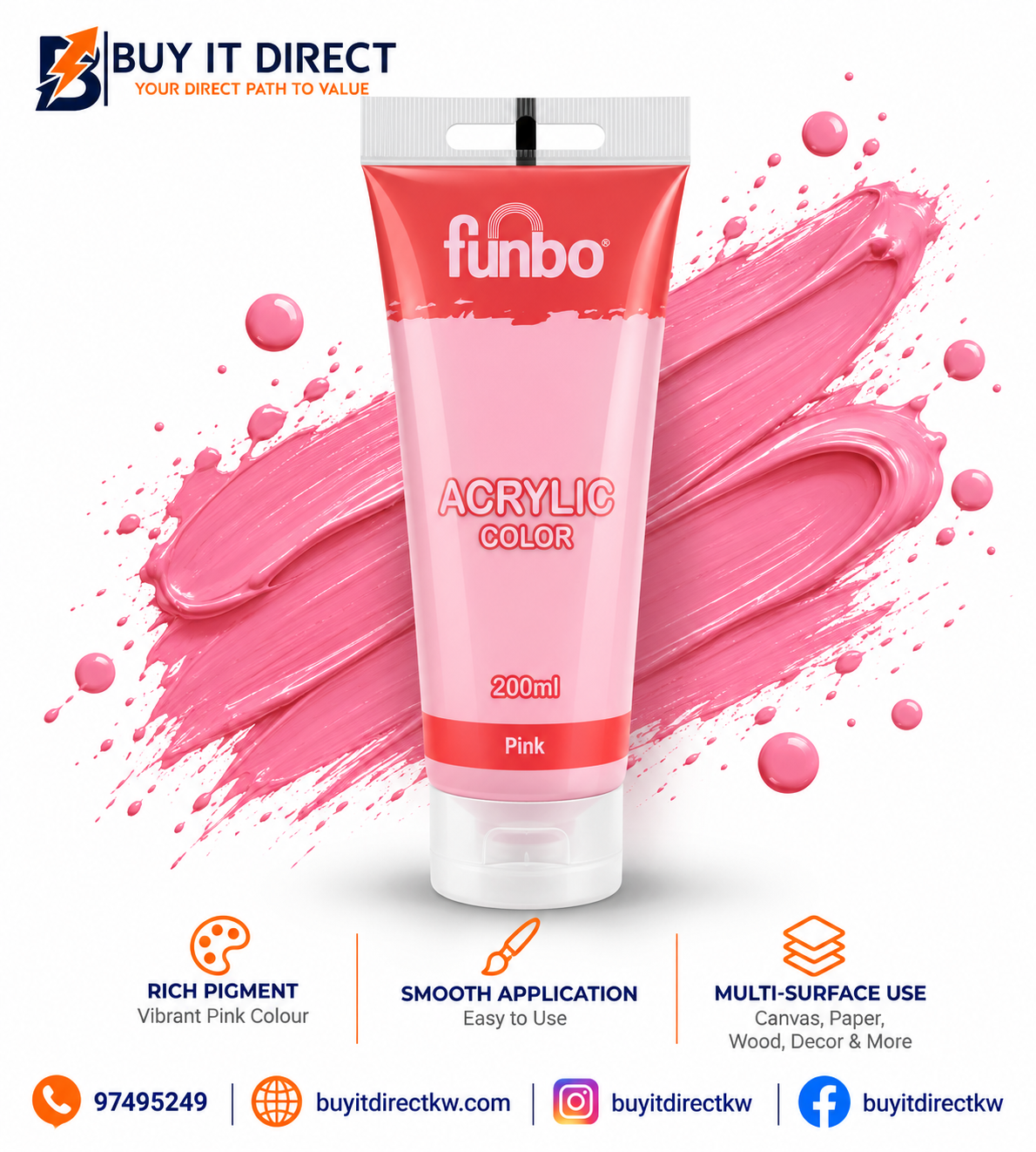 Acrylic Color Paint 200 ml Pink