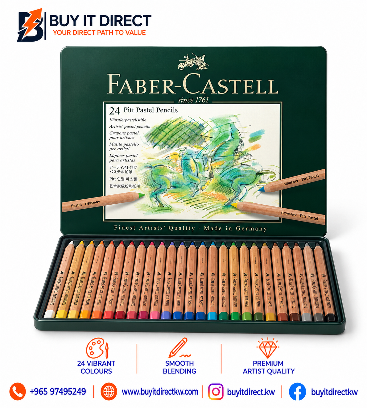 Faber-Castell Pitt Pastel Pencils – 24 Pcs