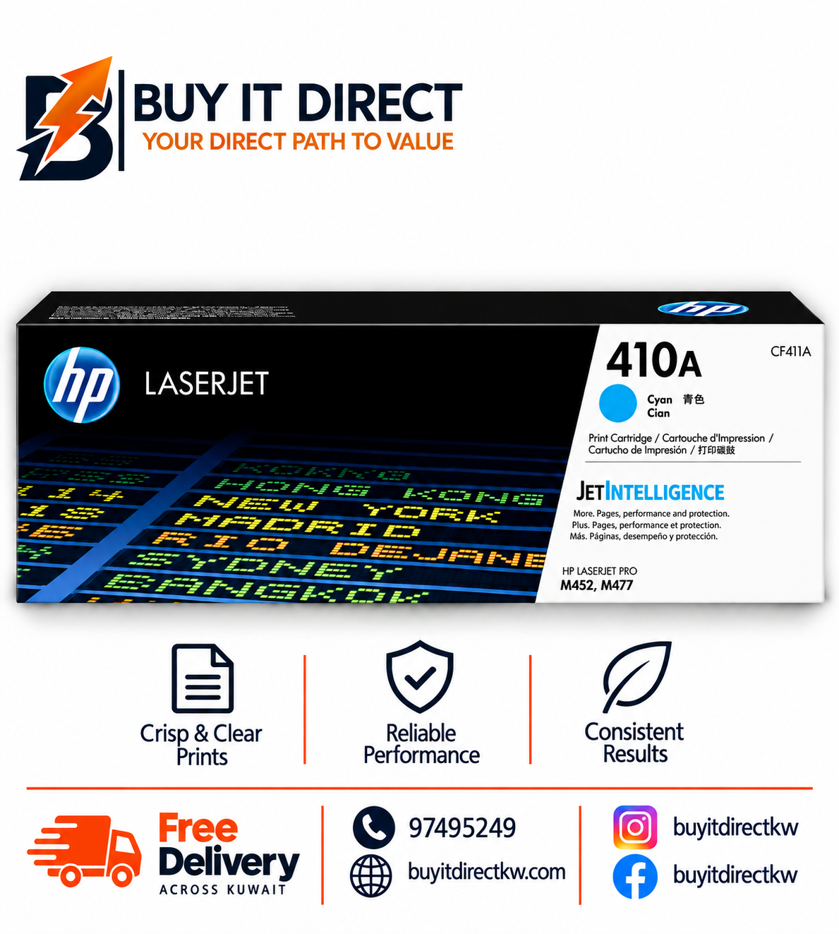 HP 410A Cyan Original LaserJet Toner Cartridge 2300 Pages CF411A