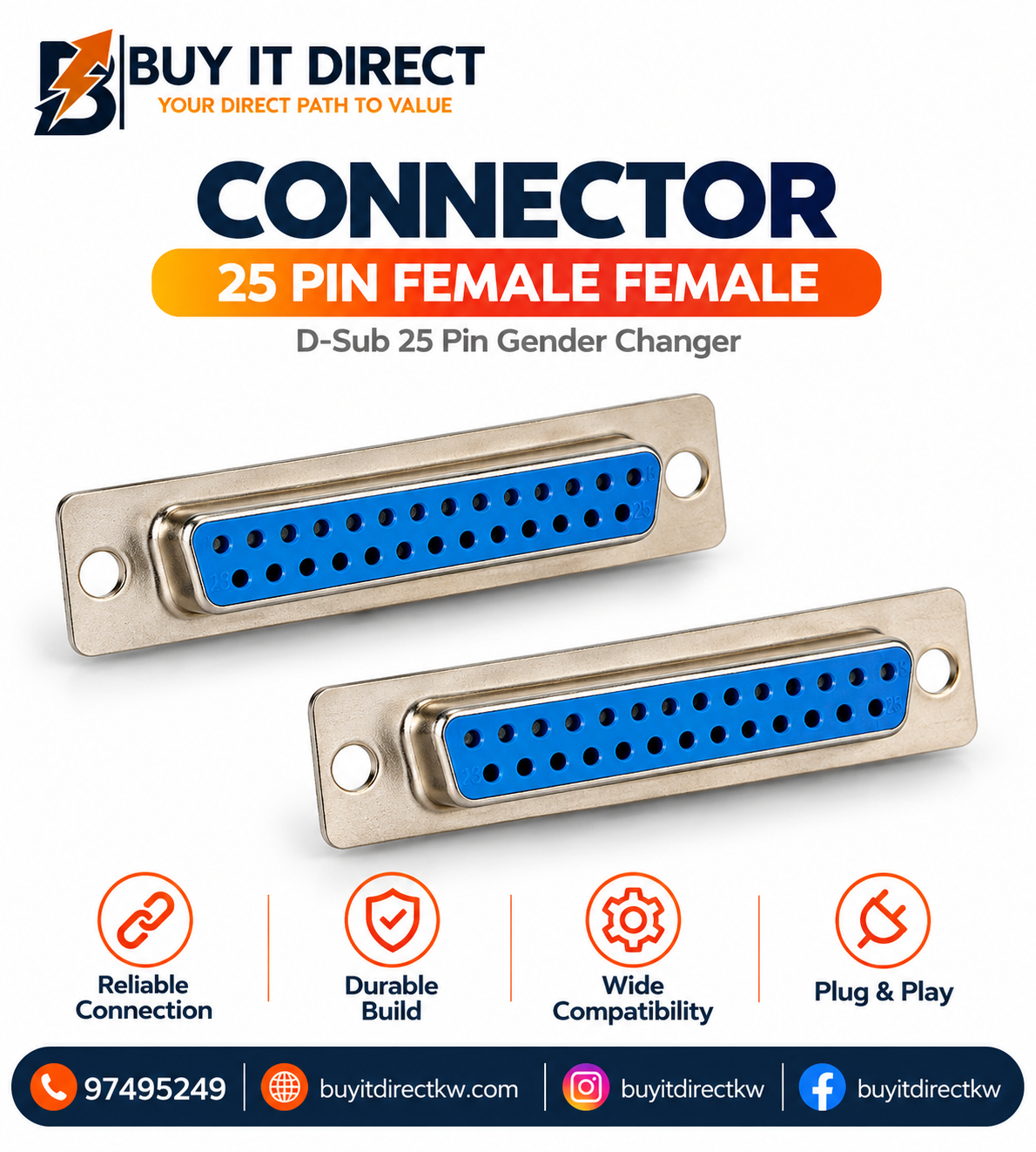 Connector 25 Pin Female Female