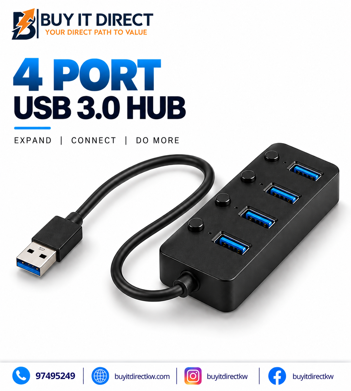 USB 3.0 4 Port HUB With Switch