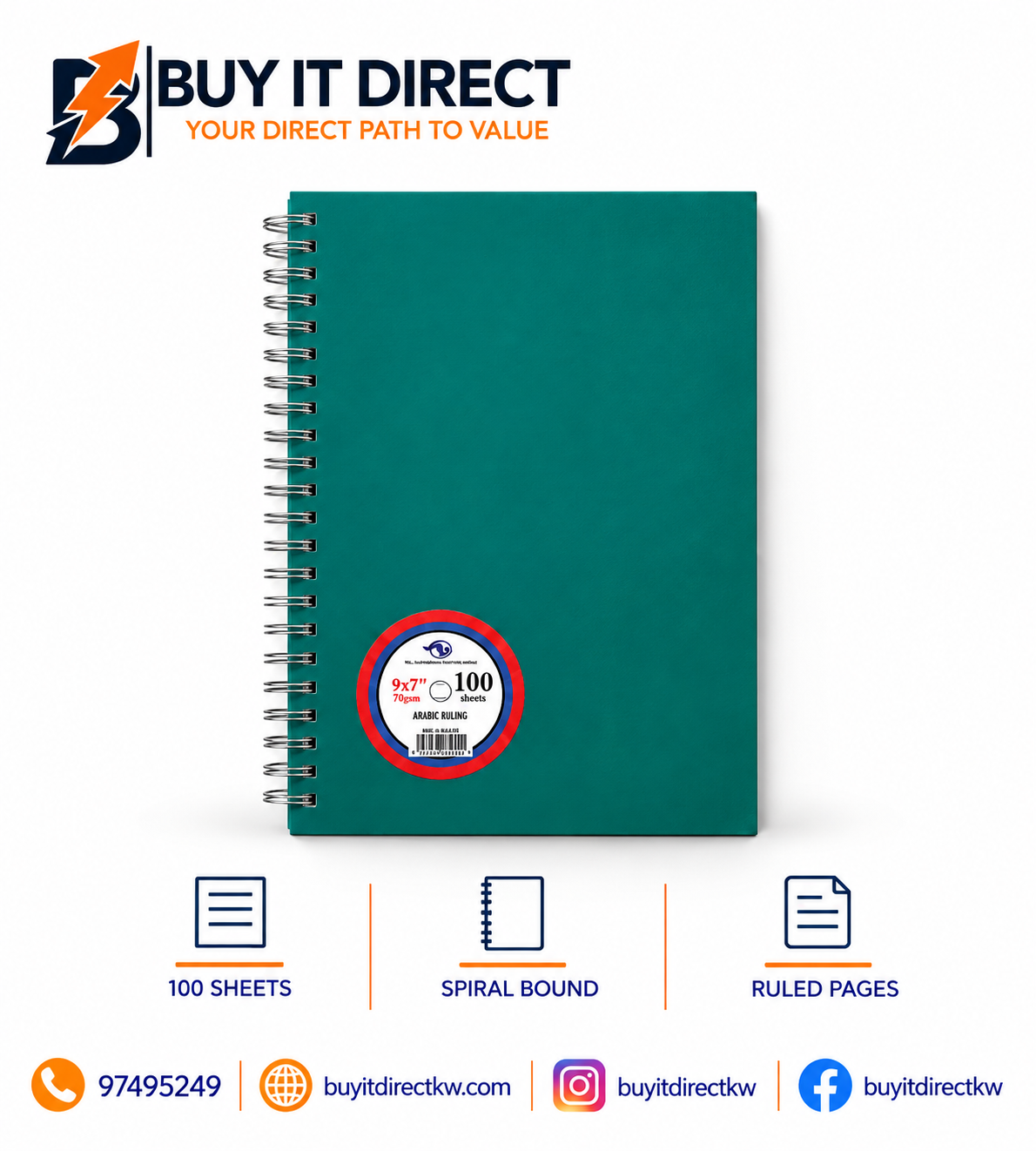 Notebook 100 Sheets 9x7 Inches