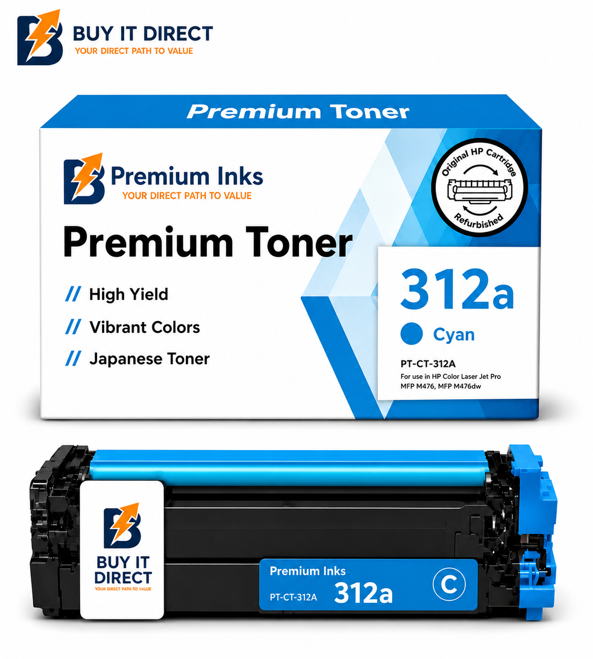 Premium 312a Cyan Compatible Toner Cartridge for HP Color LaserJet Printers