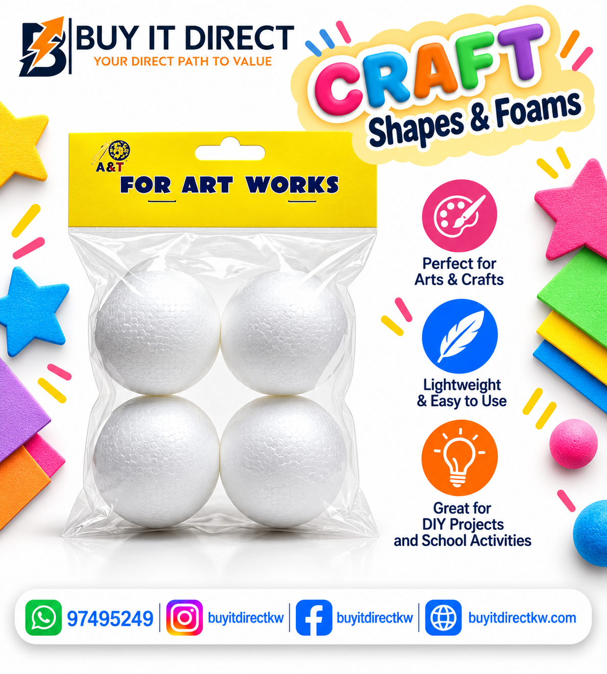 Polystyrene Foam Ball 4 Pcs