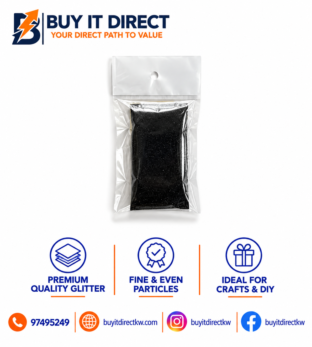 Black Glitter Powder Packet