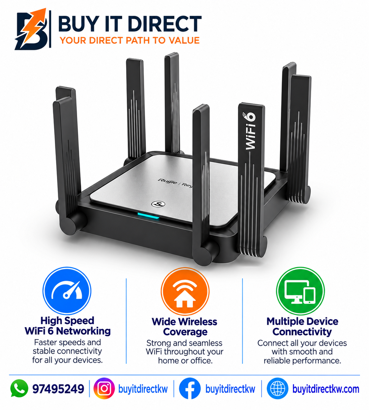 راوتر رويجي ريي RG EW3200GX PRO بسرعة 3200 ميجابت واي فاي 6 ثنائي النطاق جيجابت ميش