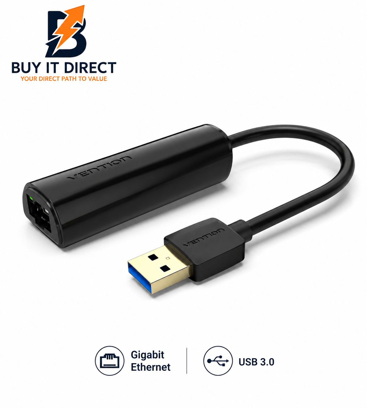 محول USB 3.0 الى جيجابت ايثرنت بطول 0.15 متر اسود من ABS