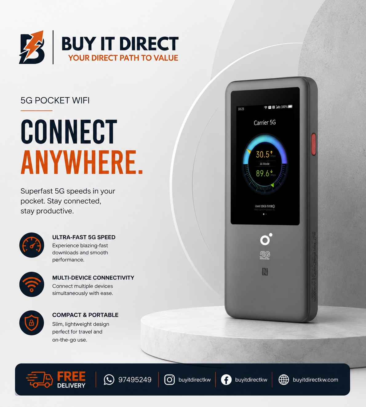 Ooredoo ZTE U60 Pro MU5250 5.5G MiFi Router