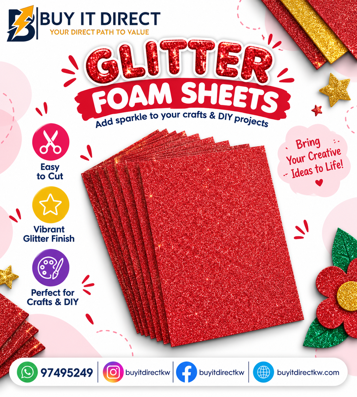 Glitter foam Sheet Red50x70
