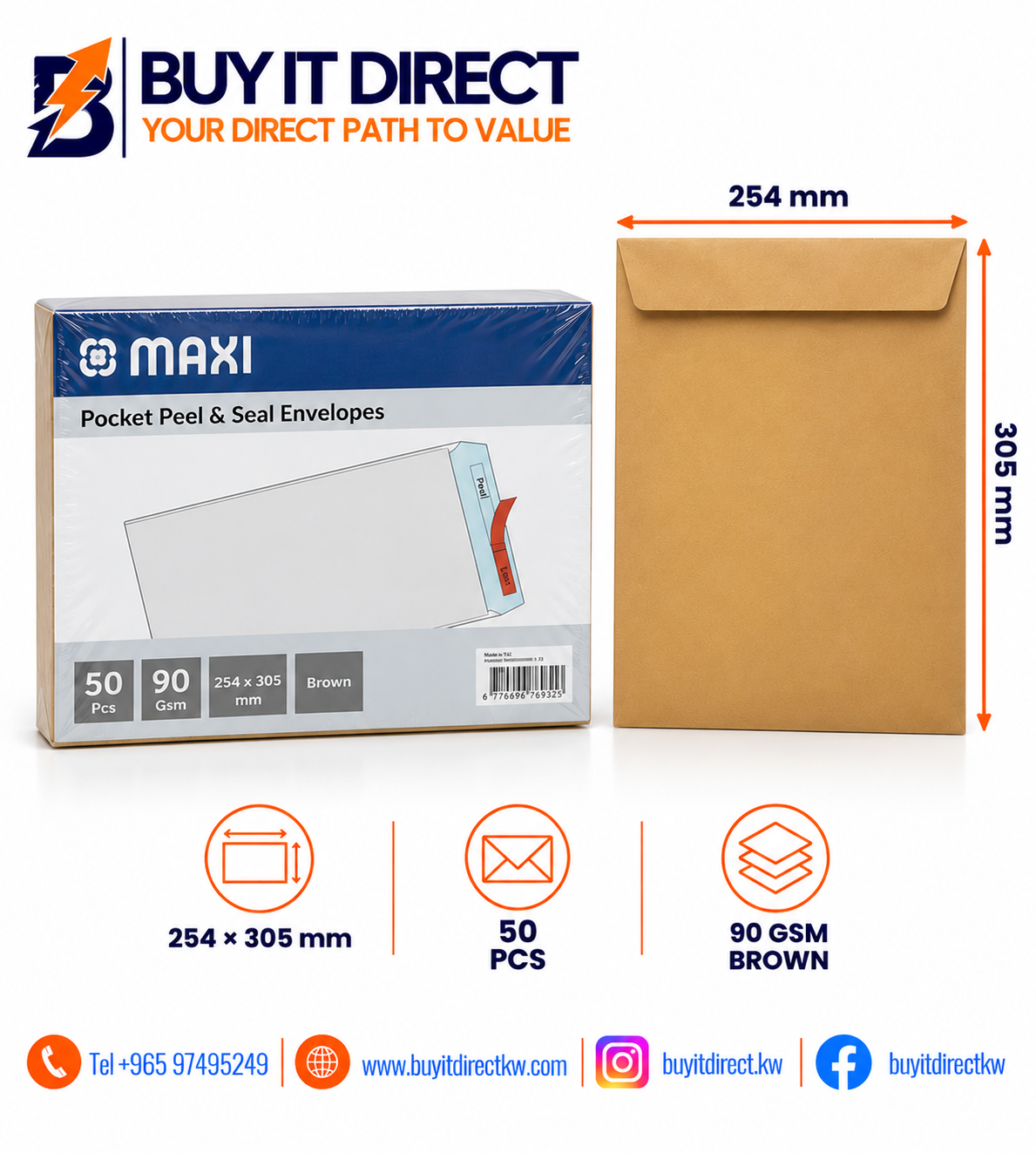 Pocket Peel & Seal Envelopes - 50 Pieces