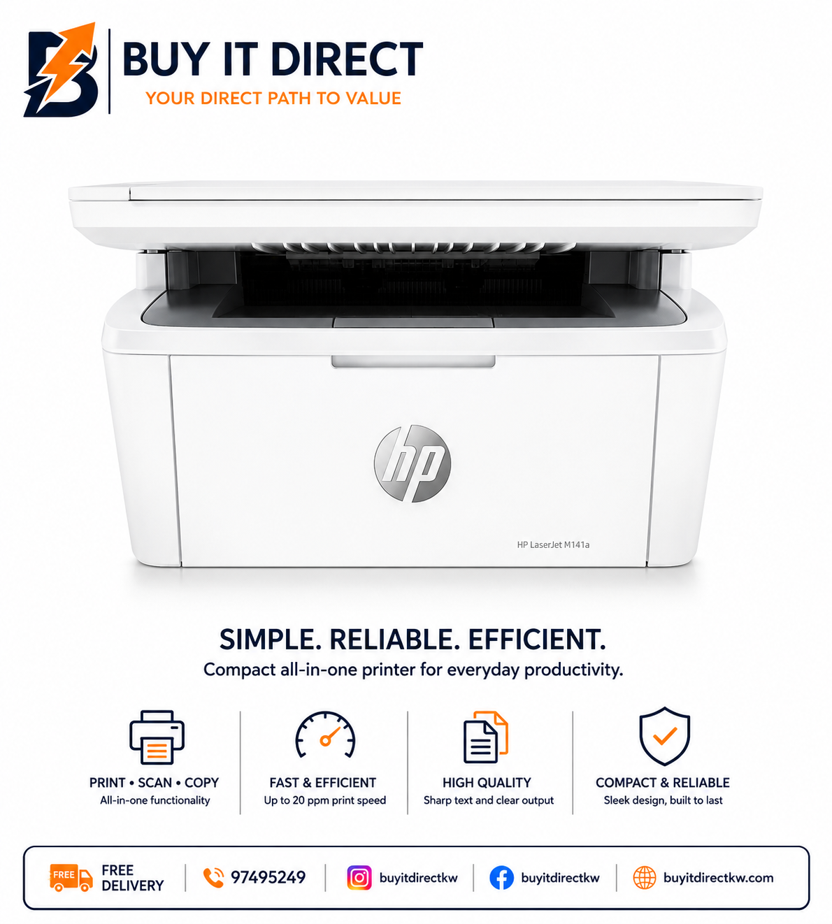 HP LaserJet MFP M141a A4 Monochrome Laser Printer Print Copy Scan USB