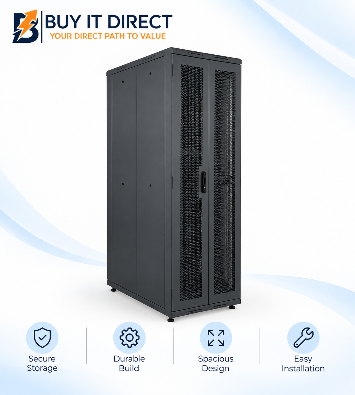 Toten 47U 800X1200 Standing Server Cabinet with Front and Back Mesh Doors